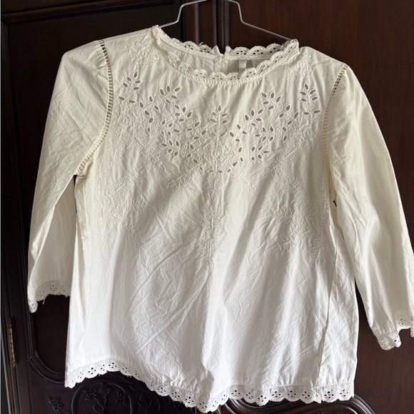 Lauren Conrad Eyelet Lace White Cotton Blouse size Medium - Picture 1 of 5
